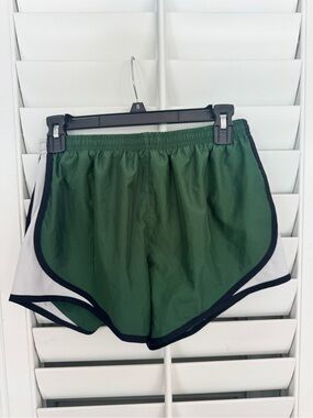 Sport-Tek Dark Green Athletic Shorts with Black & White Trim